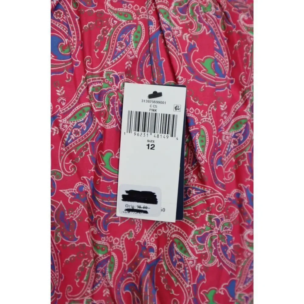Polo Ralph Lauren‎ Girls Pink Paisley Cotton Batiste Dress Size 12